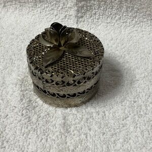 Silver Decorative  Trinket Box with Floral Design